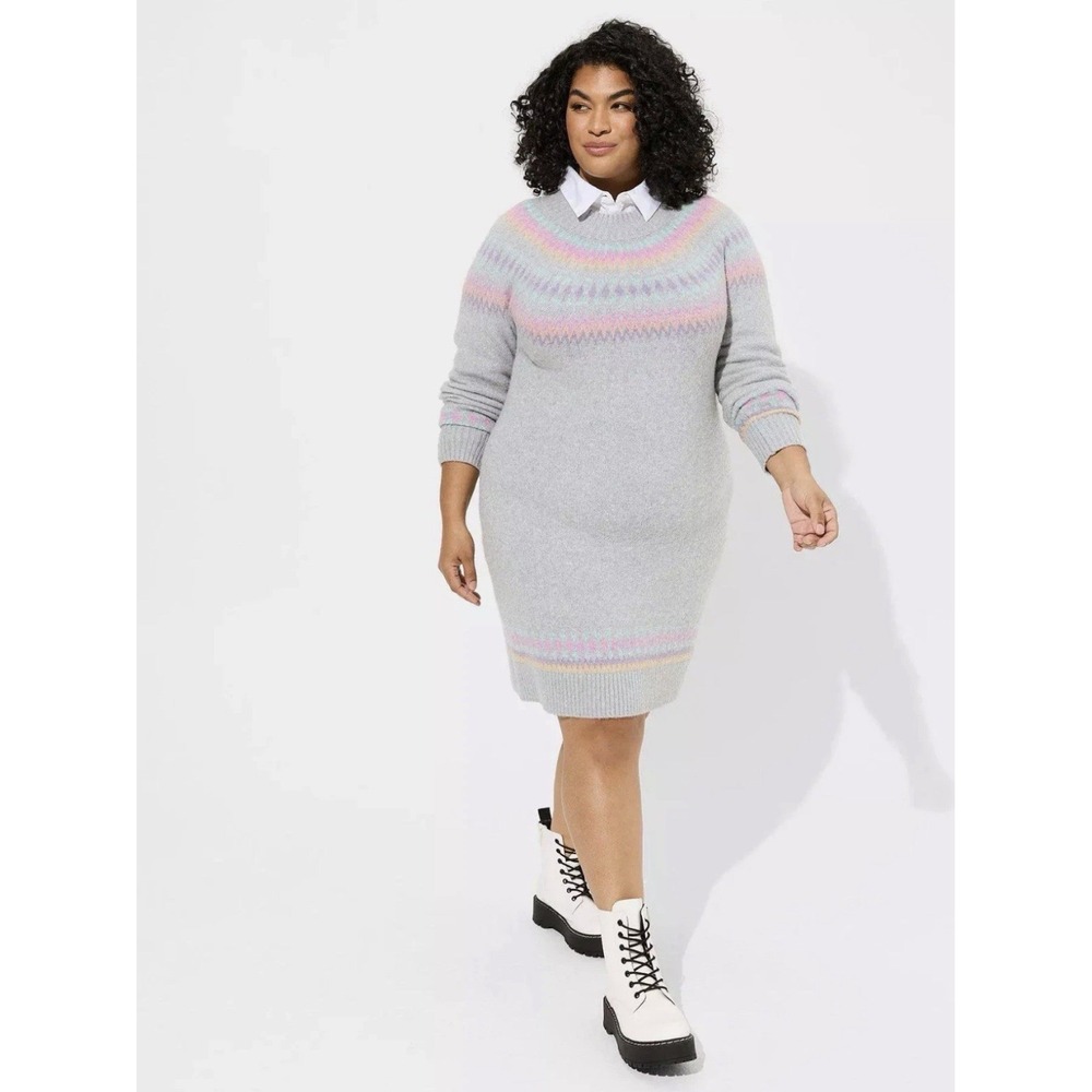Torrid Sweater Dress Nordic Fair Isle Mock Neck Winter Holiday Size 3 3X NWT NEW